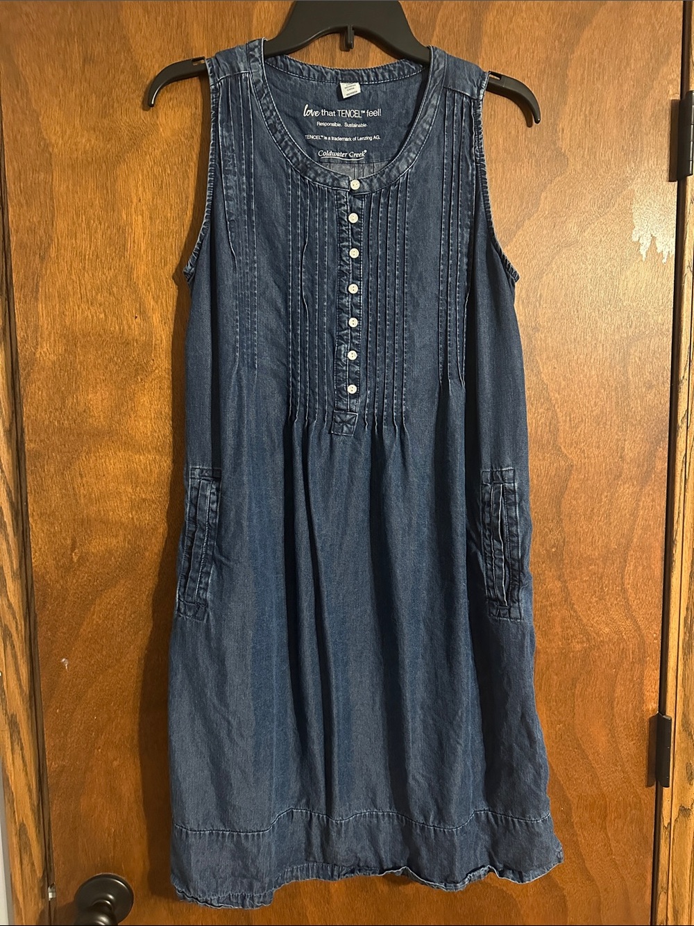 Coldwater Creek Sleeveless Pintuck Denim Dress - Blue
